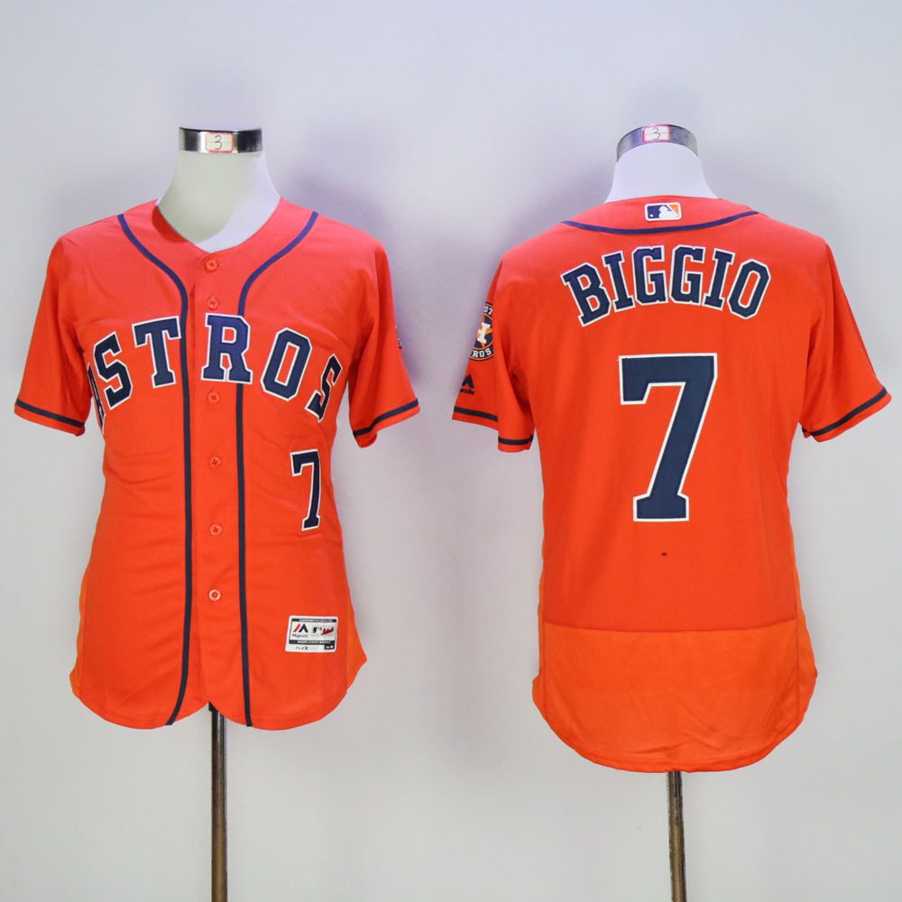 Men Houston Astros #7 Biggio Orange MLB Jerseys